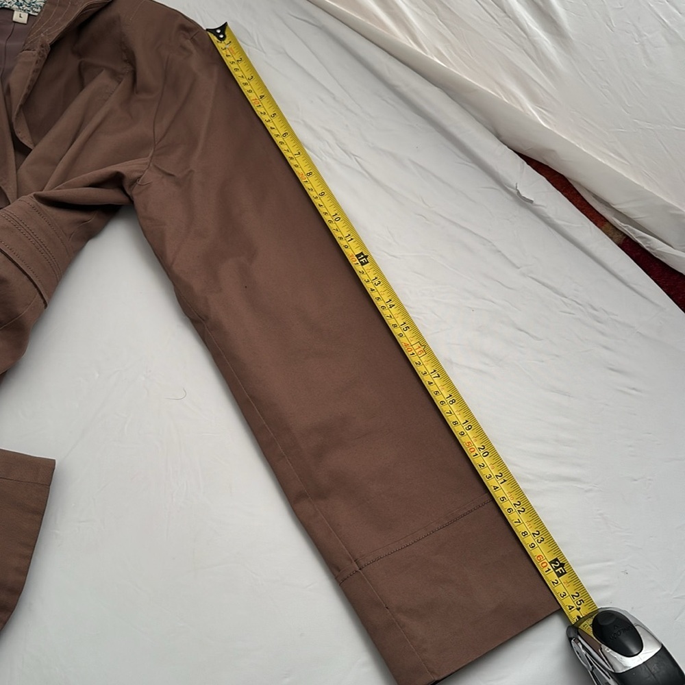 Jolt Y2K tan latte fitted double breasted military style trench coat L - Picture 10 of 10
